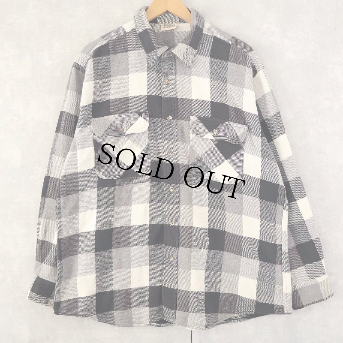 画像1: 90's FIVE BROTHERS ブロックチェック柄 ヘビーネルシャツ L (1)