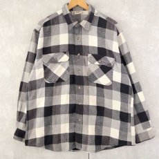 画像1: 90's FIVE BROTHERS ブロックチェック柄 ヘビーネルシャツ L (1)
