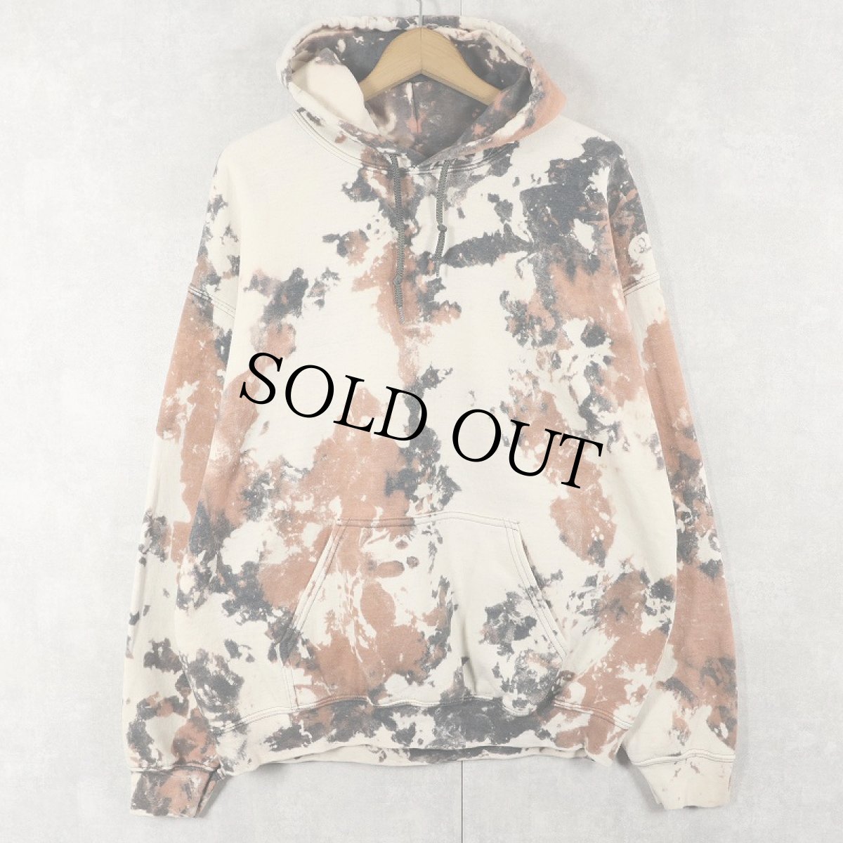 画像1: GILDAN ブリーチ加工スウェットフーディー L (1)