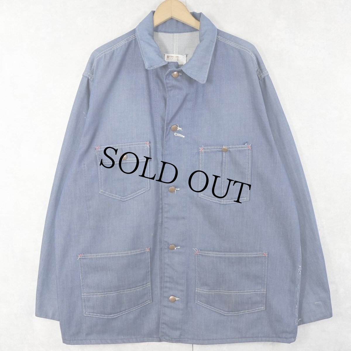 画像1: 70's MONTGOMERY WARD バットダイ デニムカバーオール  (1)