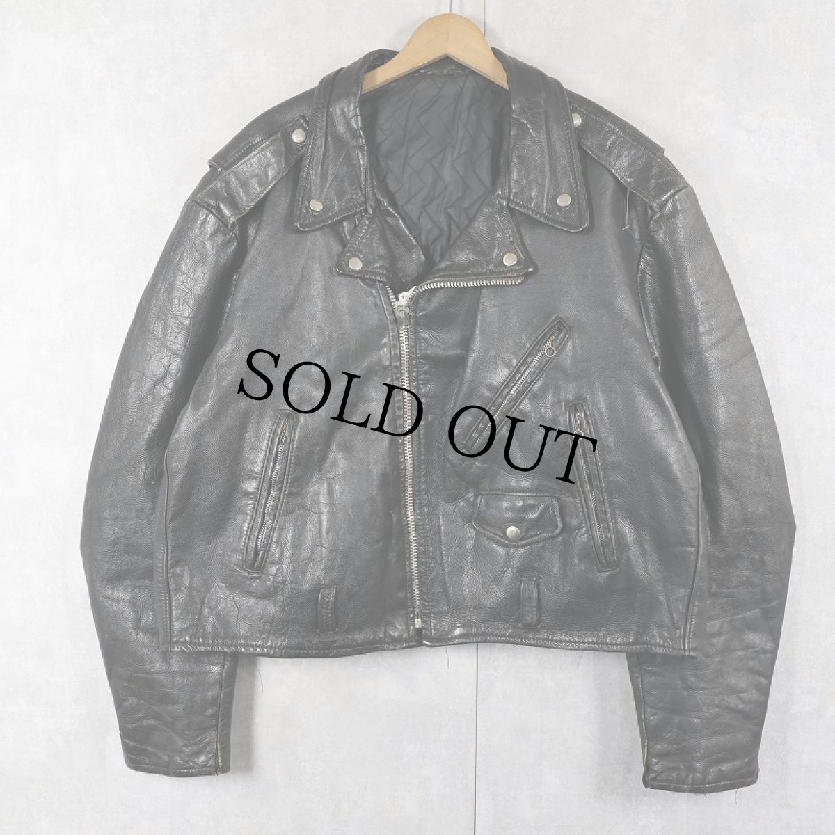 画像1: 70's キルティングライナー ダブルライダースジャケット (1)