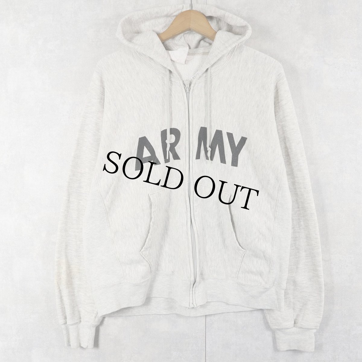 画像1: U.S.ARMY PFU ロゴプリント スウェットジップパーカー MEDIUM (1)