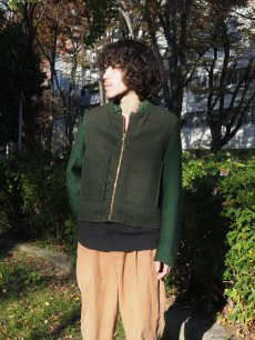 画像1: 70's〜 ニット切り替え ウールジップジャケット (1)