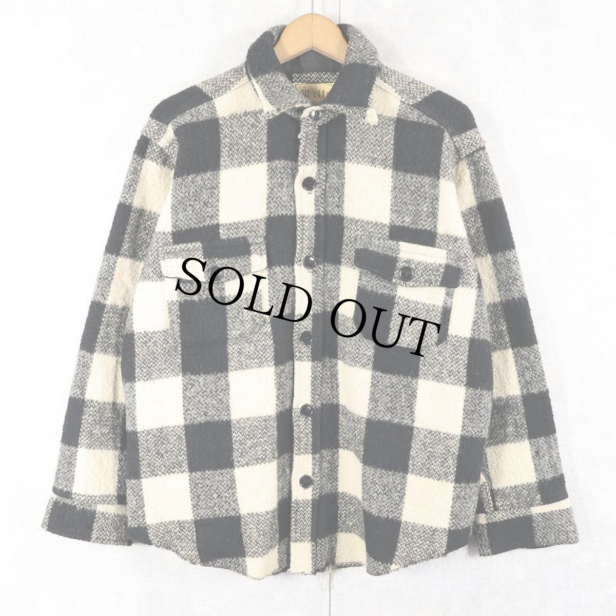 画像1: 90's MELTON USA製 バッファローチェック柄 ウールシャツジャケット L (1)