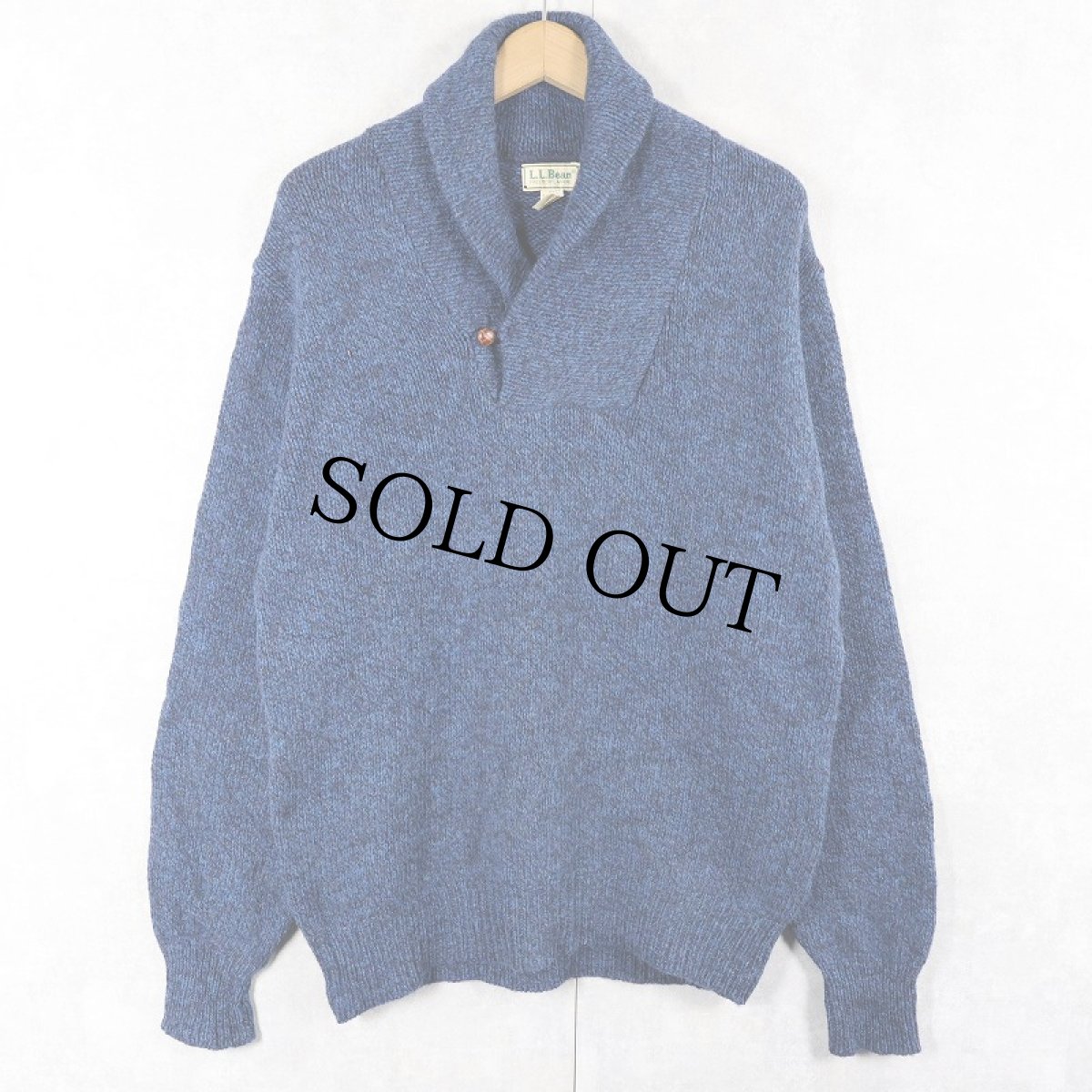 画像1: 80's L.L.Bean USA製 ショールカラー ウールニットセーター M (1)