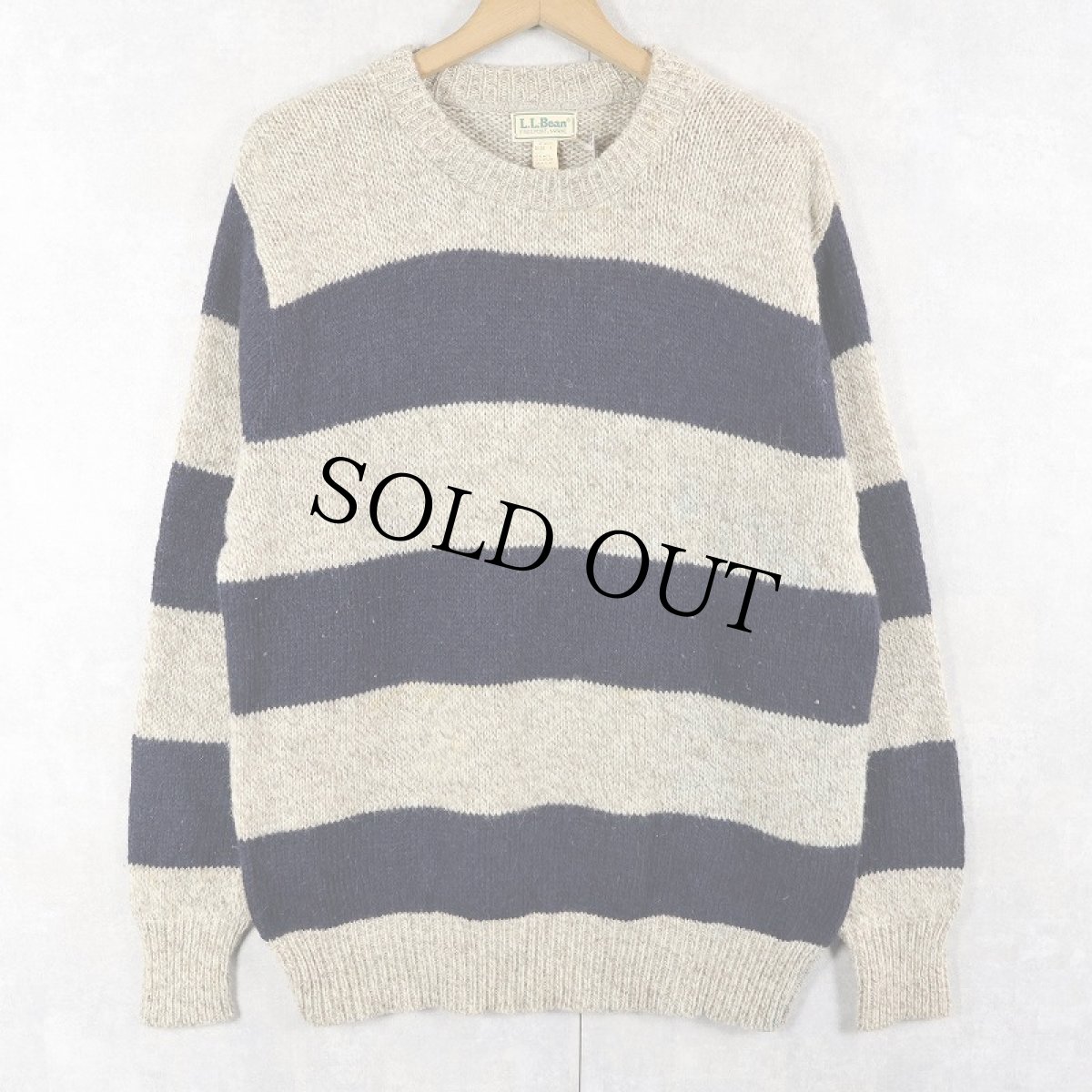 画像1: 80's L.L.Bean USA製 ボーダー柄 ウールニットセーター L (1)