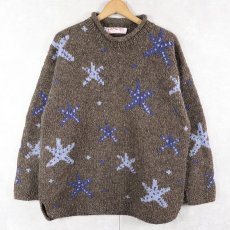 画像1: 90s Folklore ECUADOR製 総柄 ロールネックウールニットセーター (1)