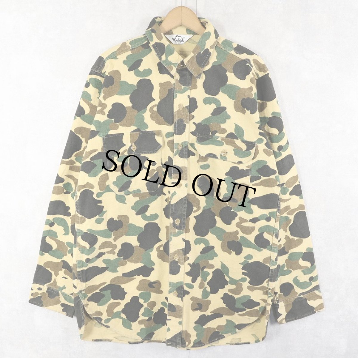 画像1: 70's Woolrich USA製 ダックハンターカモ柄 シャモアクロスシャツ L (1)