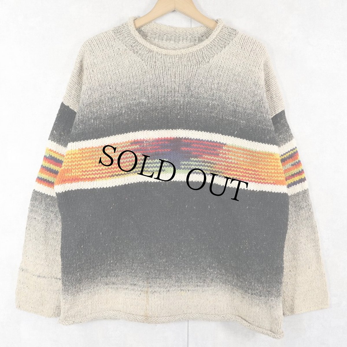 画像1: 【SALE】 ネイティブ柄 ロールネックウールニットセーター (1)