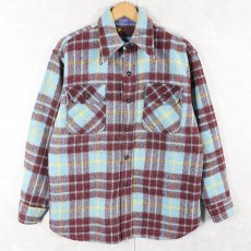 画像1: 70〜80's Roundtable by King Arthur チェック柄 ウール CPOシャツジャケット M (1)