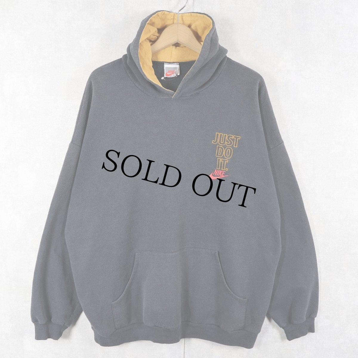 画像2: 90's NIKE CANADA製 "JUST DO IT" 刺繍付き スウェットフーディー BLACK XL (2)