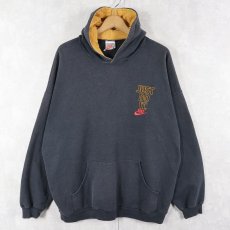 画像2: 90's NIKE CANADA製 "JUST DO IT" 刺繍付き スウェットフーディー BLACK XL (2)