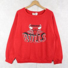 画像1: 80's Sand-Knit "CHICAGO BULLS" NBAチーム プリントスウェット XL (1)