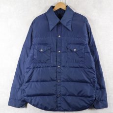 画像1: 70's THE NORTH FACE 茶タグ ナイロンダウンシャツジャケット NAVY XL (1)