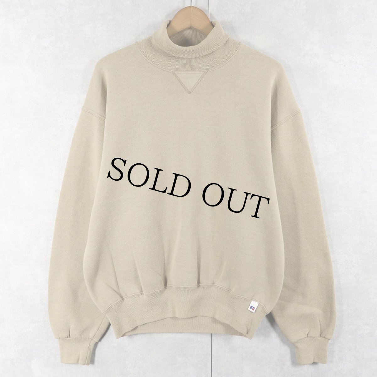 画像1: 90's RUSSELL ATHLETIC USA製 前V 無地タートルネックスウェット M (1)