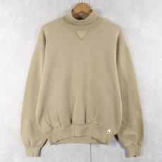 画像1: 90's RUSSELL ATHLETIC USA製 前V 無地タートルネックスウェット M (1)