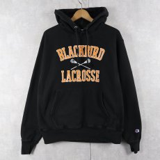 画像1: Champion REVERSE WEAVE "BLACKBIRD LACROSSE" プリントスウェットフーディー BLACK M (1)