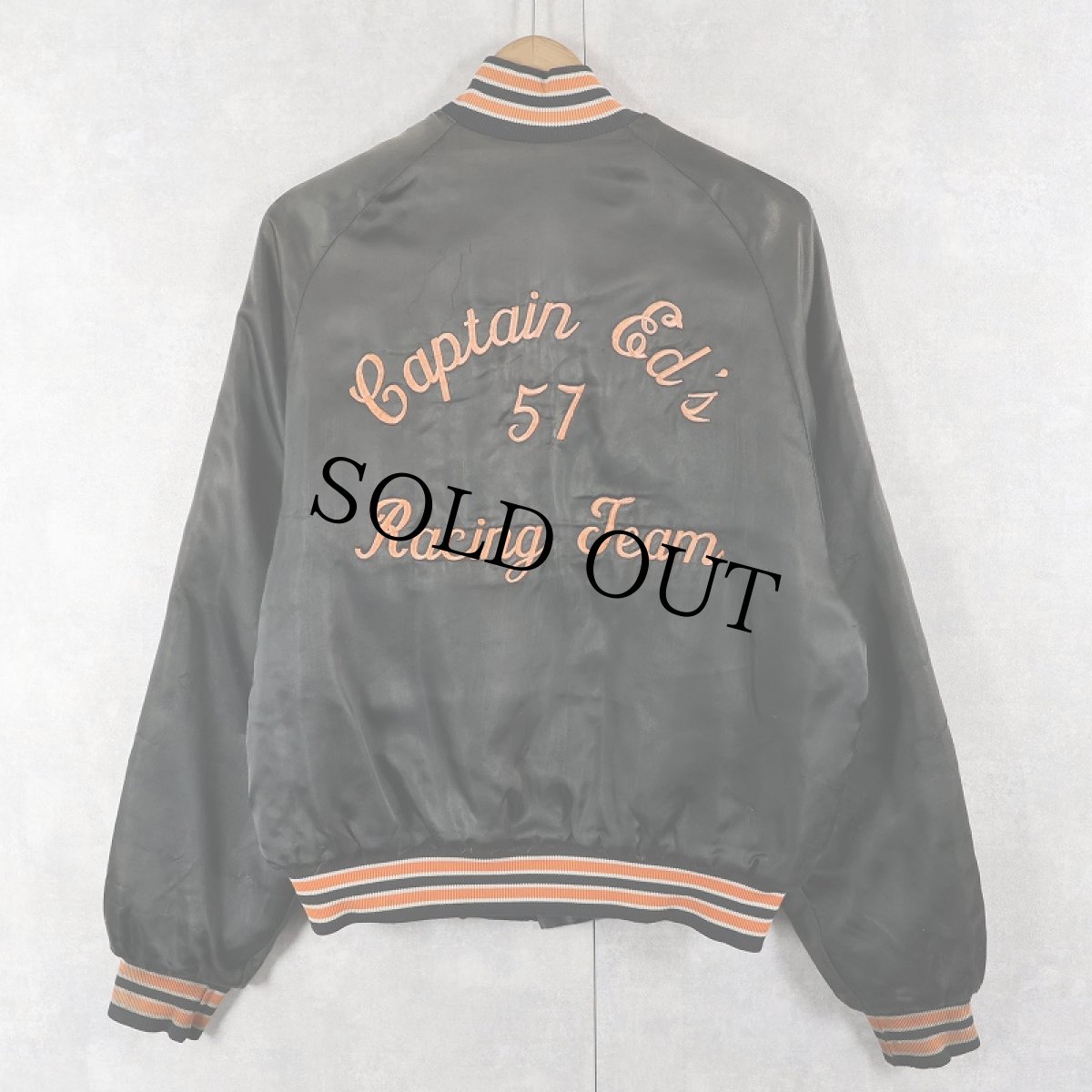 画像1: 〜70's "Captain Ed's 57 Racing Jeam" 中綿入り サテンレーシングジャケット BLACK (1)