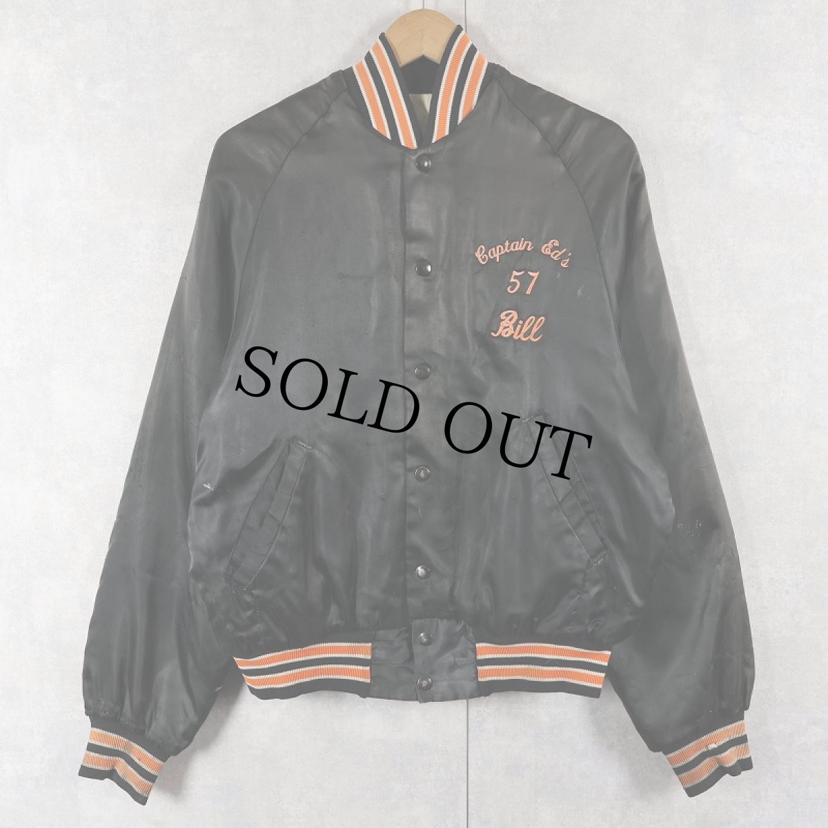 画像2: 〜70's "Captain Ed's 57 Racing Jeam" 中綿入り サテンレーシングジャケット BLACK (2)