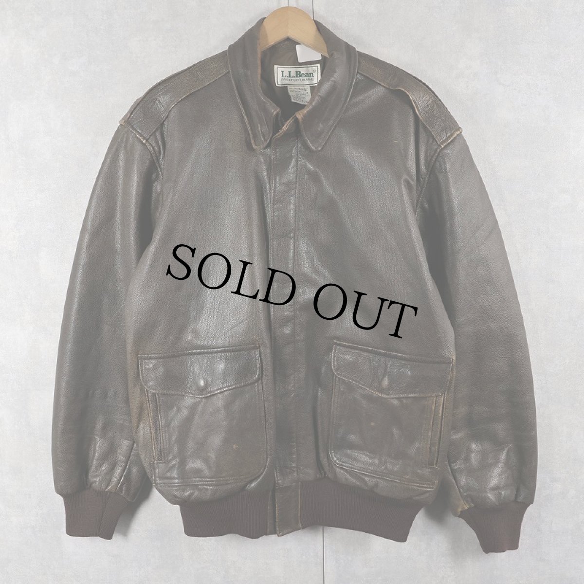 画像1: 80〜90's L.L.Bean USA製 "A-2 TYPE" フライトレザージャケット BROWN SIZE40TALL (1)