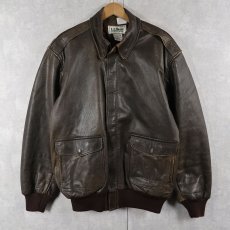 画像1: 80〜90's L.L.Bean USA製 "A-2 TYPE" フライトレザージャケット BROWN SIZE40TALL (1)
