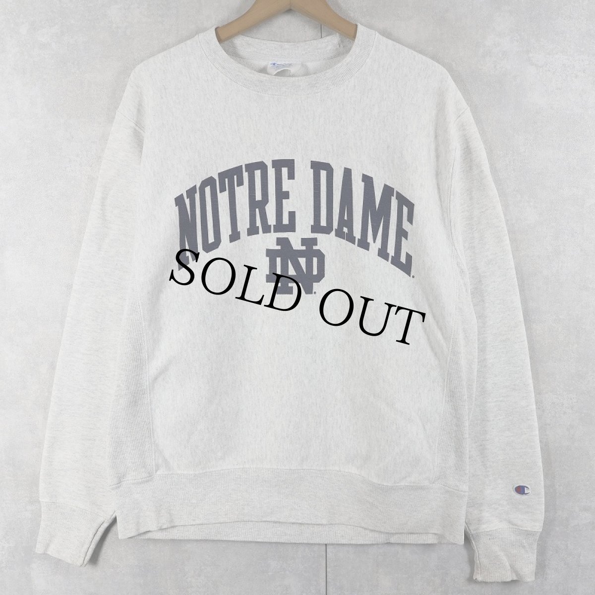 画像1: Champion REVERSE WEAVE "NOTRE DAME" プリントスウェット M (1)