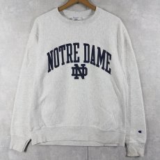 画像1: Champion REVERSE WEAVE "NOTRE DAME" プリントスウェット M (1)