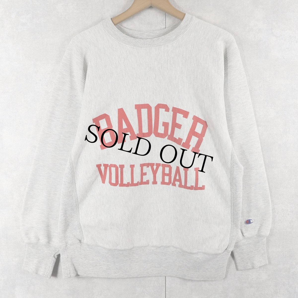 画像1: 80's Champion REVERSE WEAVE トリコタグ USA製 "BADGER VOLLEYBALL" プリントスウェット L (1)