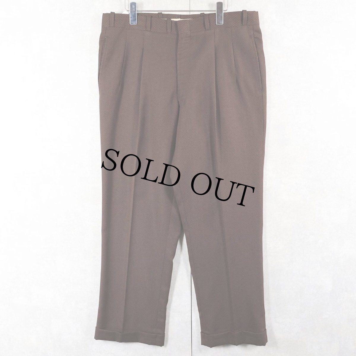 画像2: 50's〜 チェッカー柄 2タック スラックス BROWN W35 (2)