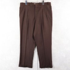 画像2: 50's〜 チェッカー柄 2タック スラックス BROWN W35 (2)