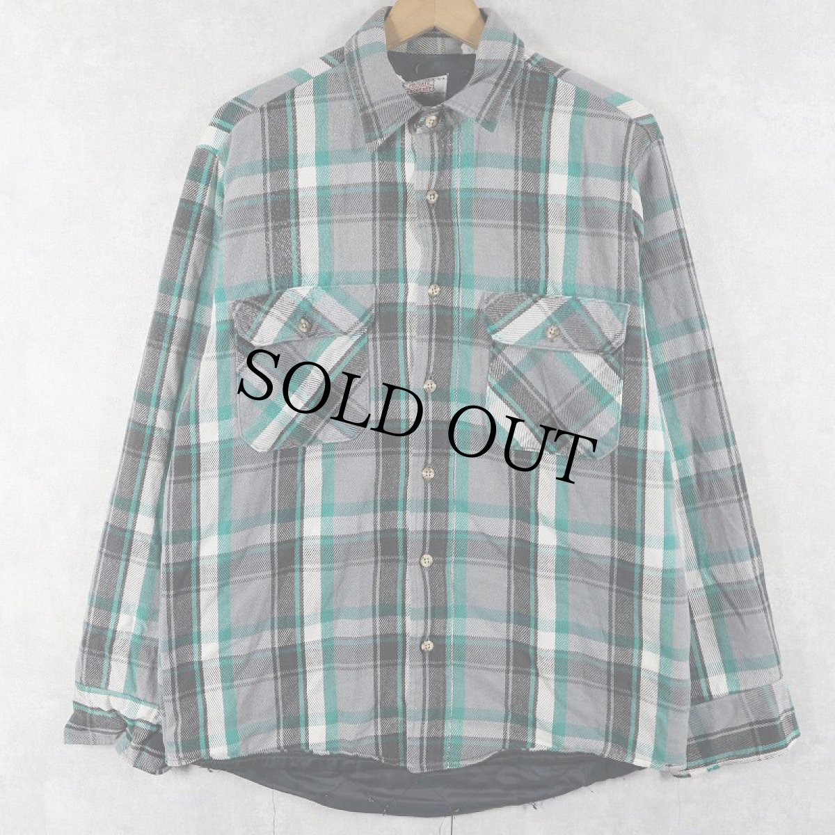 画像1: 80's PRIVATE PROPERTY USA製 チェック柄 キルティングライナー ヘビーネルシャツ M (1)