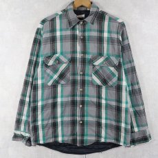 画像1: 80's PRIVATE PROPERTY USA製 チェック柄 キルティングライナー ヘビーネルシャツ M (1)