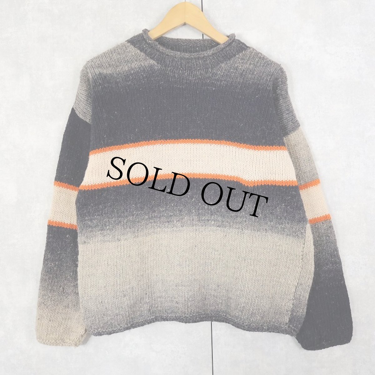 画像3: グラデーションデザイン ロールネック ウールニットセーター (3)