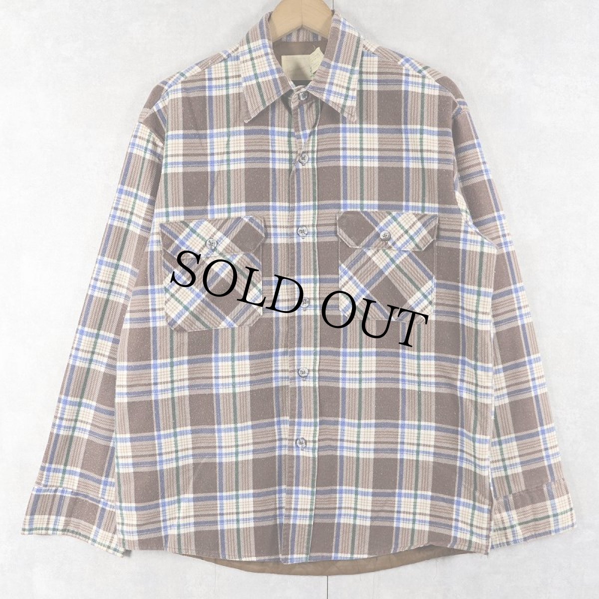 画像1: 70's Sears Fieldmaster キルティングライナー プリントネルシャツ M (1)