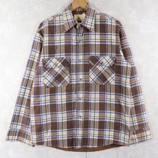 画像1: 70's Sears Fieldmaster キルティングライナー プリントネルシャツ M (1)