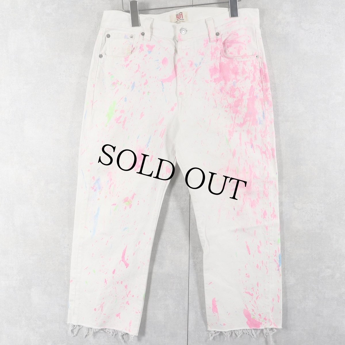 画像1: Levi's 501 ペンキペイント カットオフ ホワイトデニムパンツ W32 (1)