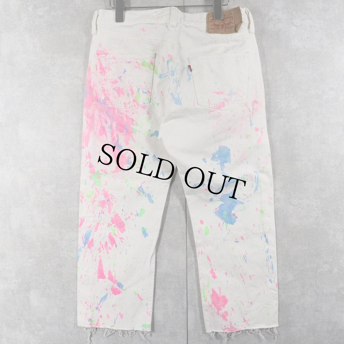 画像2: Levi's 501 ペンキペイント カットオフ ホワイトデニムパンツ W32 (2)