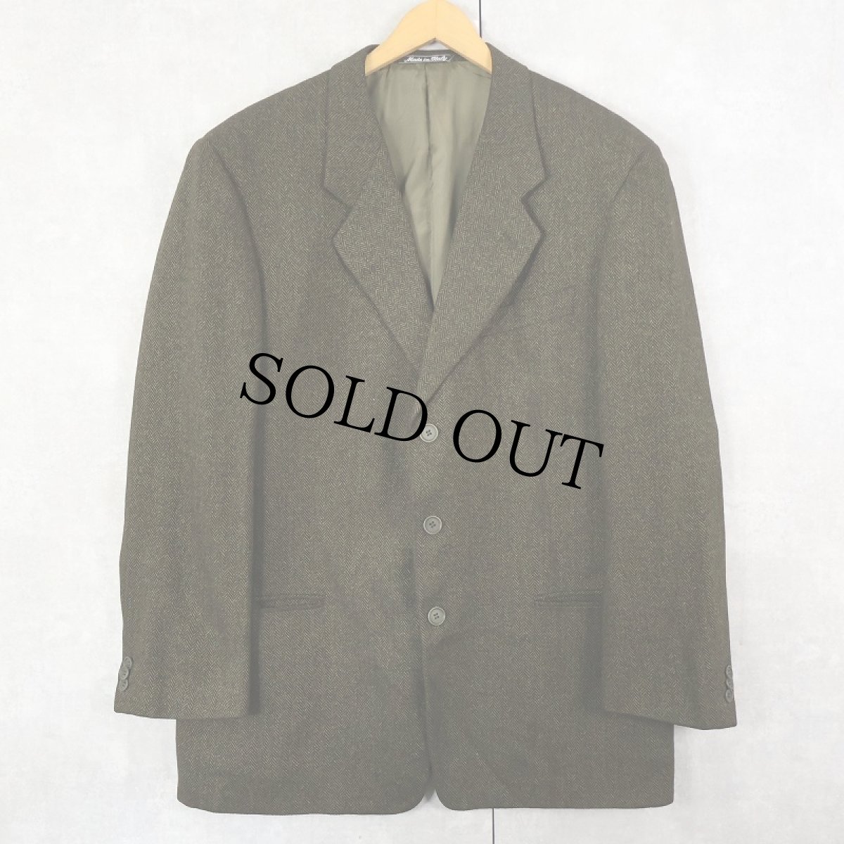 画像1: 90's GIORGIO ARMANI ITALY製 ヘリンボーン織り ウール×シルク テーラードジャケット SIZE42 (1)