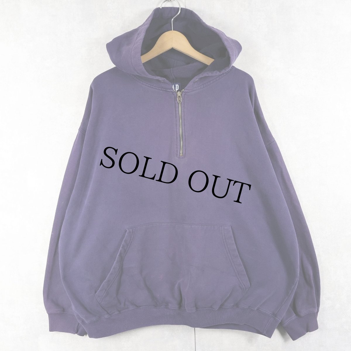 画像1: 90's GAP ハーフジップ スウェットフーディー NAVY XL (1)