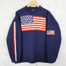 画像1: ECUADOR製 星条旗柄 ウールニットセーター (1)