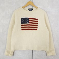 画像1: 90's POLO Ralph Lauren  星条旗柄 ウールニットセーター M (1)