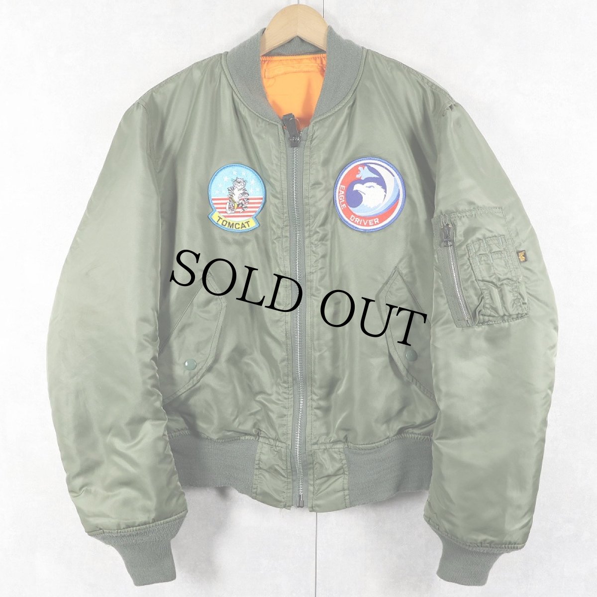 画像1: 民間品 ALPHA INDUSTRIES,INC. MA-1 パッチ付き フライトジャケット MEDIUM (1)