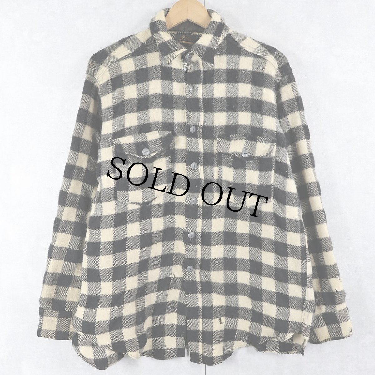 画像1: 50〜60's L.L.Bean 筆記体タグ バッファローチェック柄 ウールシャツ (1)