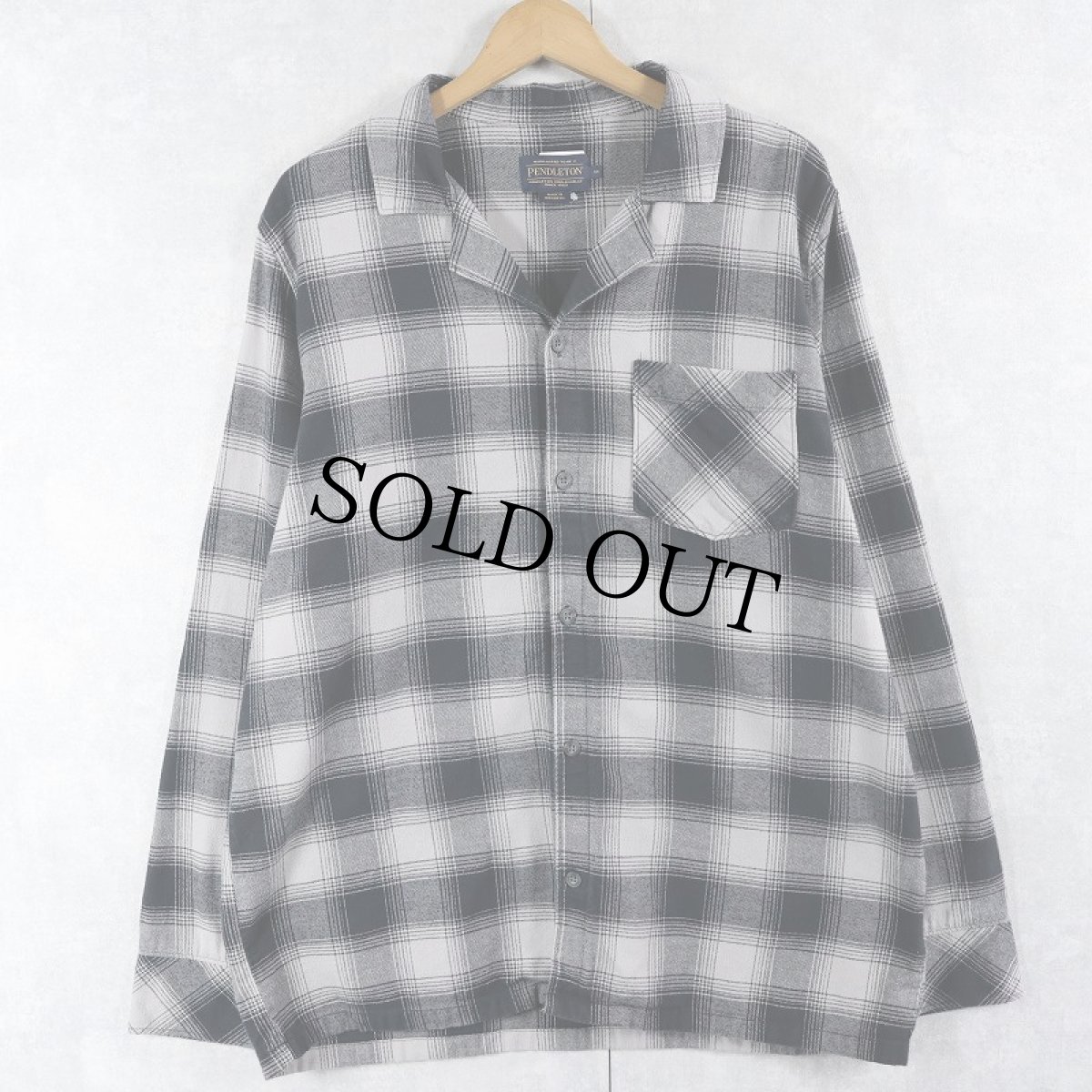画像1: PENDLETON オンブレーチェック柄 コットンオープンカラーシャツ M (1)