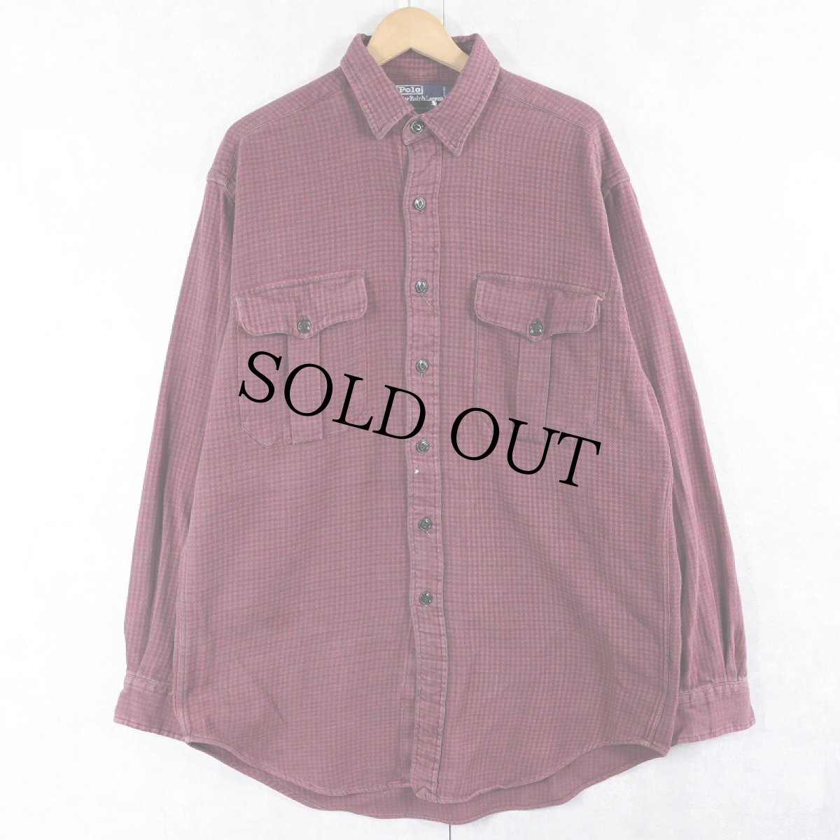 画像1: POLO Ralph Lauren "SIERRA" 千鳥格子柄 猫目ボタン ヘビーネルシャツ M (1)
