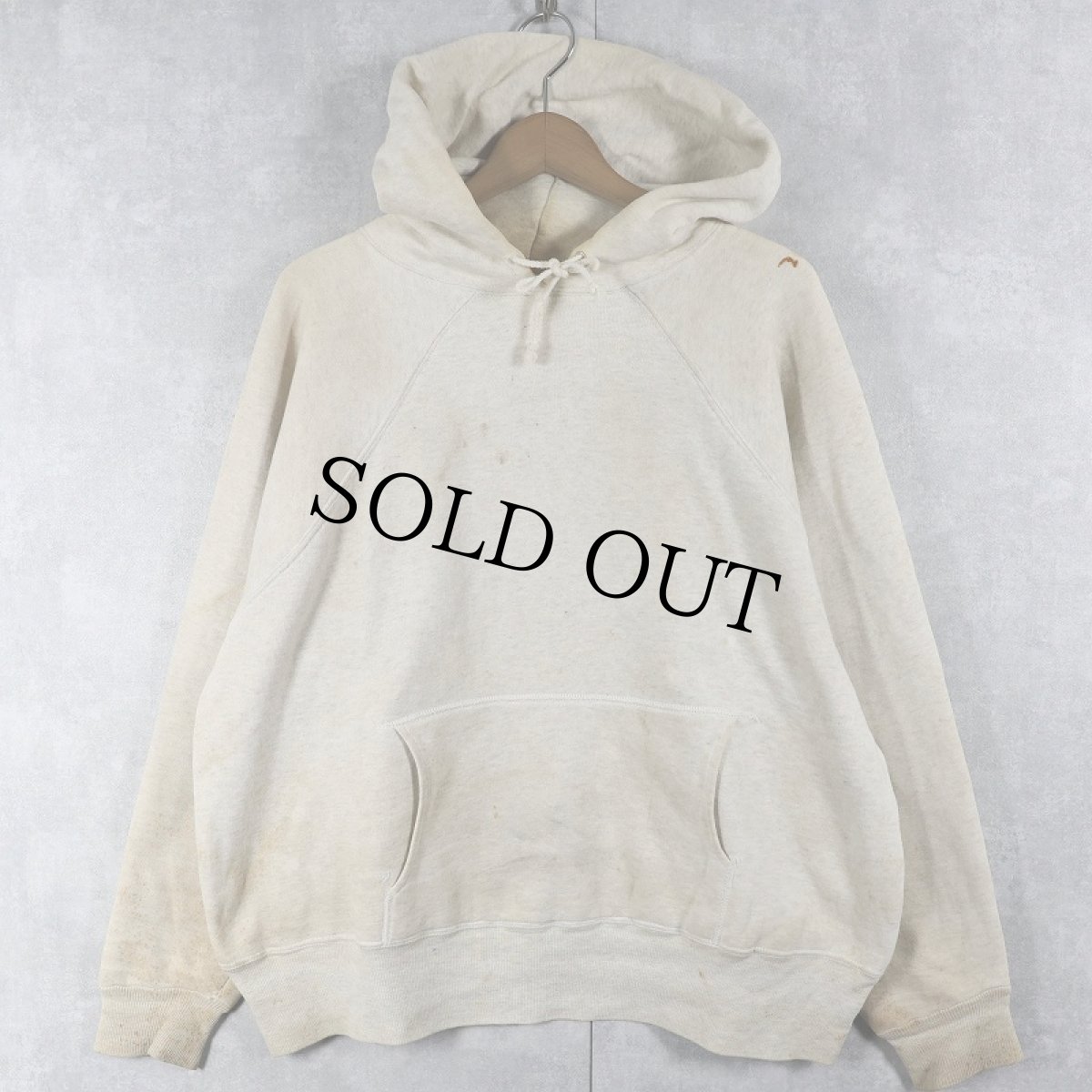 画像1: 50〜60's BRENT 裏サーマル 無地ラグランスウェットフーディー XL (1)