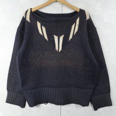 画像1: 〜50's ウールニットセーター NAVY (1)