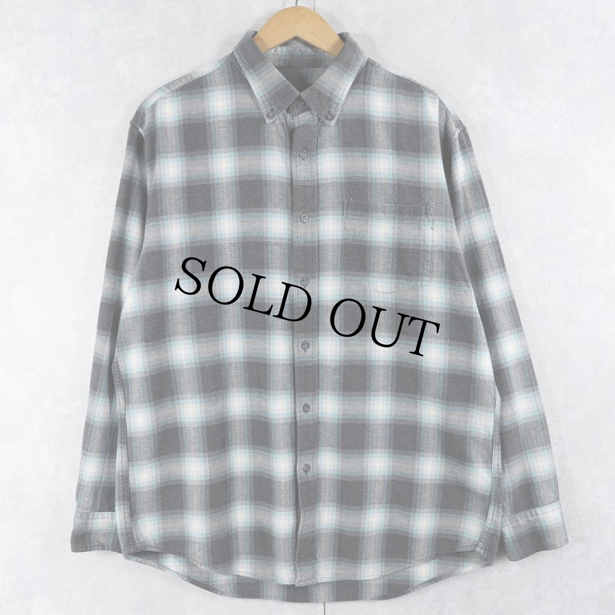 画像1: PENDLETON オンブレーチェック柄 コットンボタンダウンシャツ L (1)