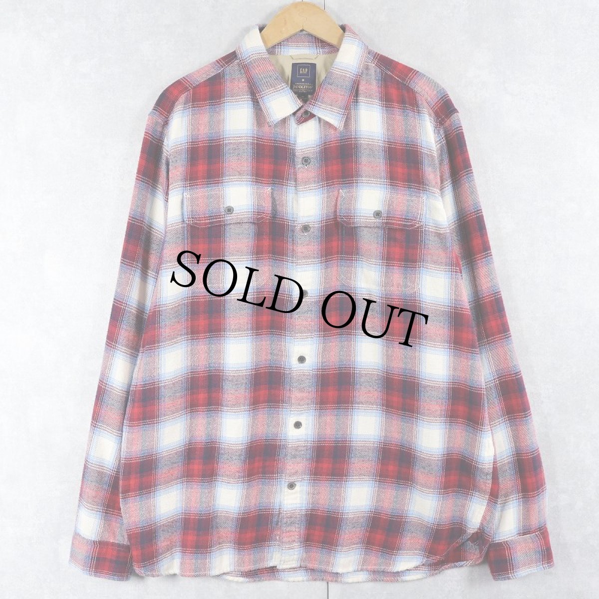 画像1: GAP × PENDLETON オンブレーチェック柄 ライトネルシャツ XL (1)