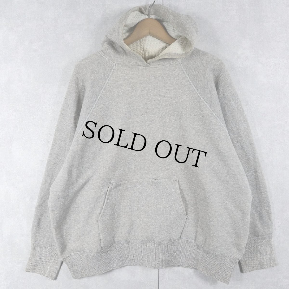 画像1: 60's 裏サーマル 無地ラグランスウェットフーディー  (1)